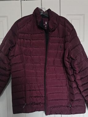 Spyder Men's Maroon Quilted Puffer Jacket